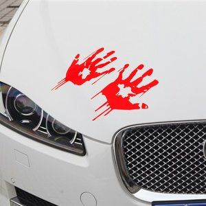 (2) Bloody hands blood Halloween vinyl decal, car, window, nail art 3x3
